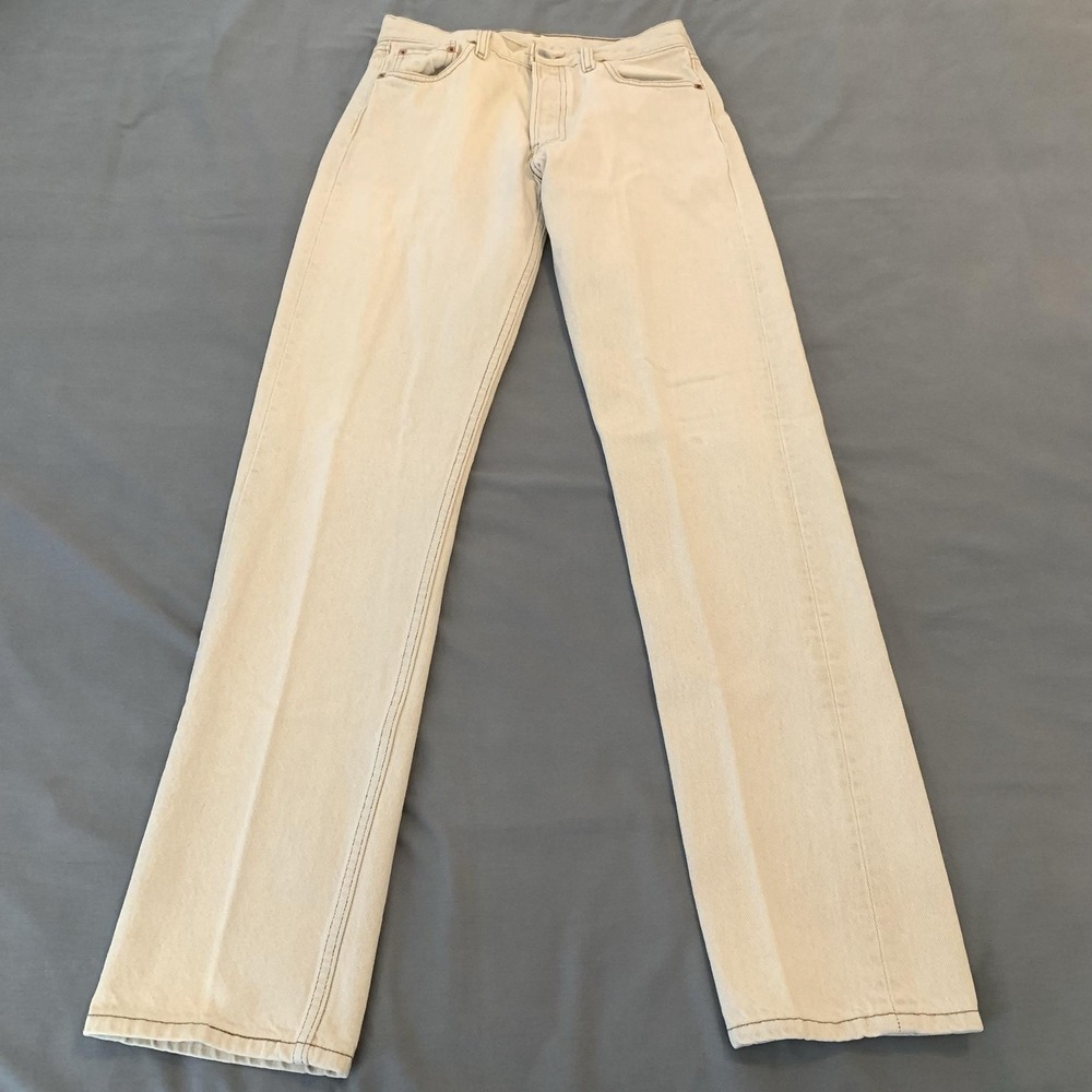 Vintage Levis 501 Jeans Mens 30x34 Off White/Beige Button Fly Denim Made USA 90s